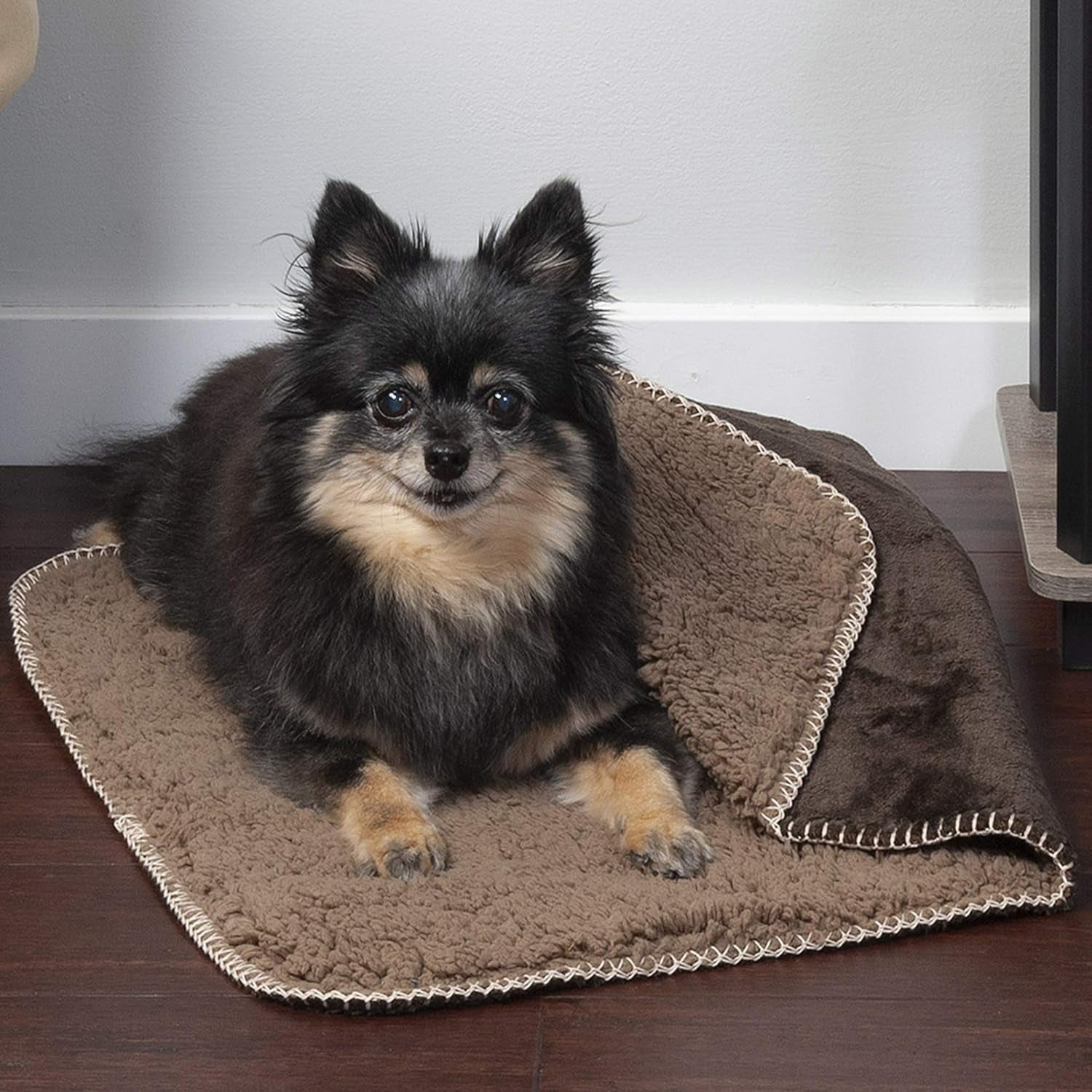 Furhaven Waterproof & Self-Warming Throw Blanket for Dogs & Indoor Cats, Washable & Reflects Body Heat - Terry & Sherpa Dog Blanket - Espresso, Small