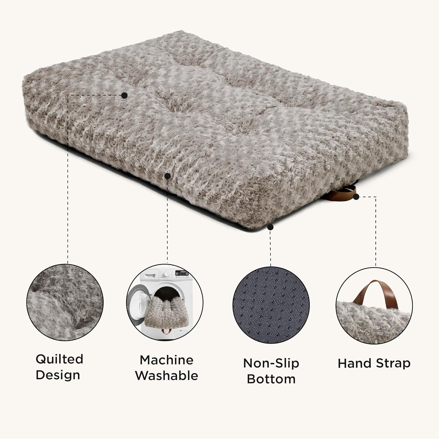 Bedsure Dog Bed for Medium Size Dog, Washable Deluxe Plush Dog Kennel Bed, Anti-Slip Pet Comfy Sleeping Mat for Crate, 29" X 21", Brown