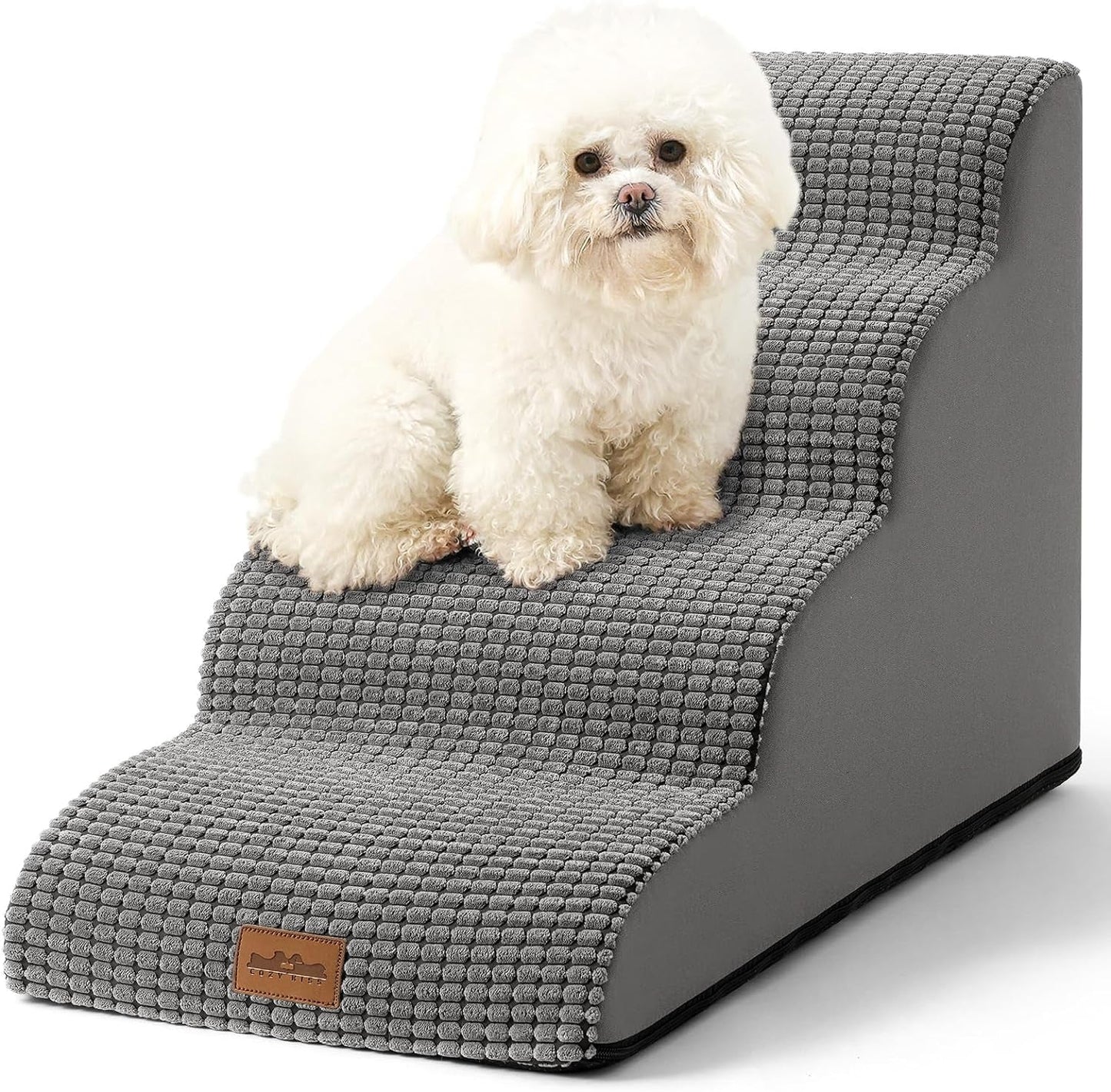 Dog Stairs Dog Steps Dog Ramp for Small Dogs and Cats,Pets Stairs Pets Steps with High Density Lightweight Sponge Suitable for High Beds Sofa(Grey,Two Steps)