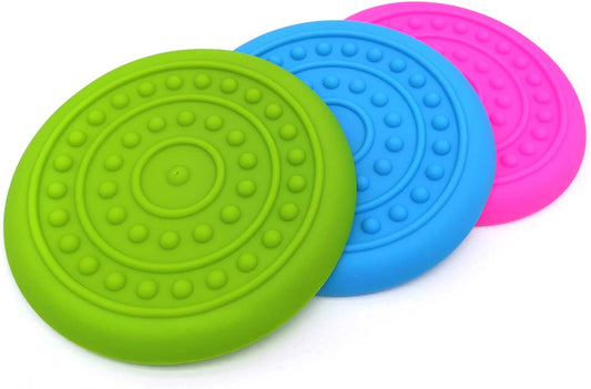 3 Pack Soft Rubber Dog Flying Discs for Small Medium Large Dogs (Small)