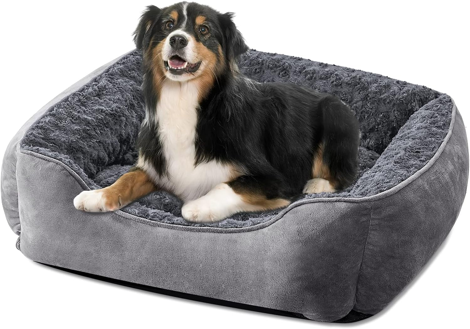 JOEJOY Rectangle Dog Bed for Large Medium Small Dogs Machine Washable Sleeping Sofa Non-Slip Bottom Breathable Soft Puppy Bed Durable Orthopedic Calming Pet Cuddler, Multiple Size, Beige