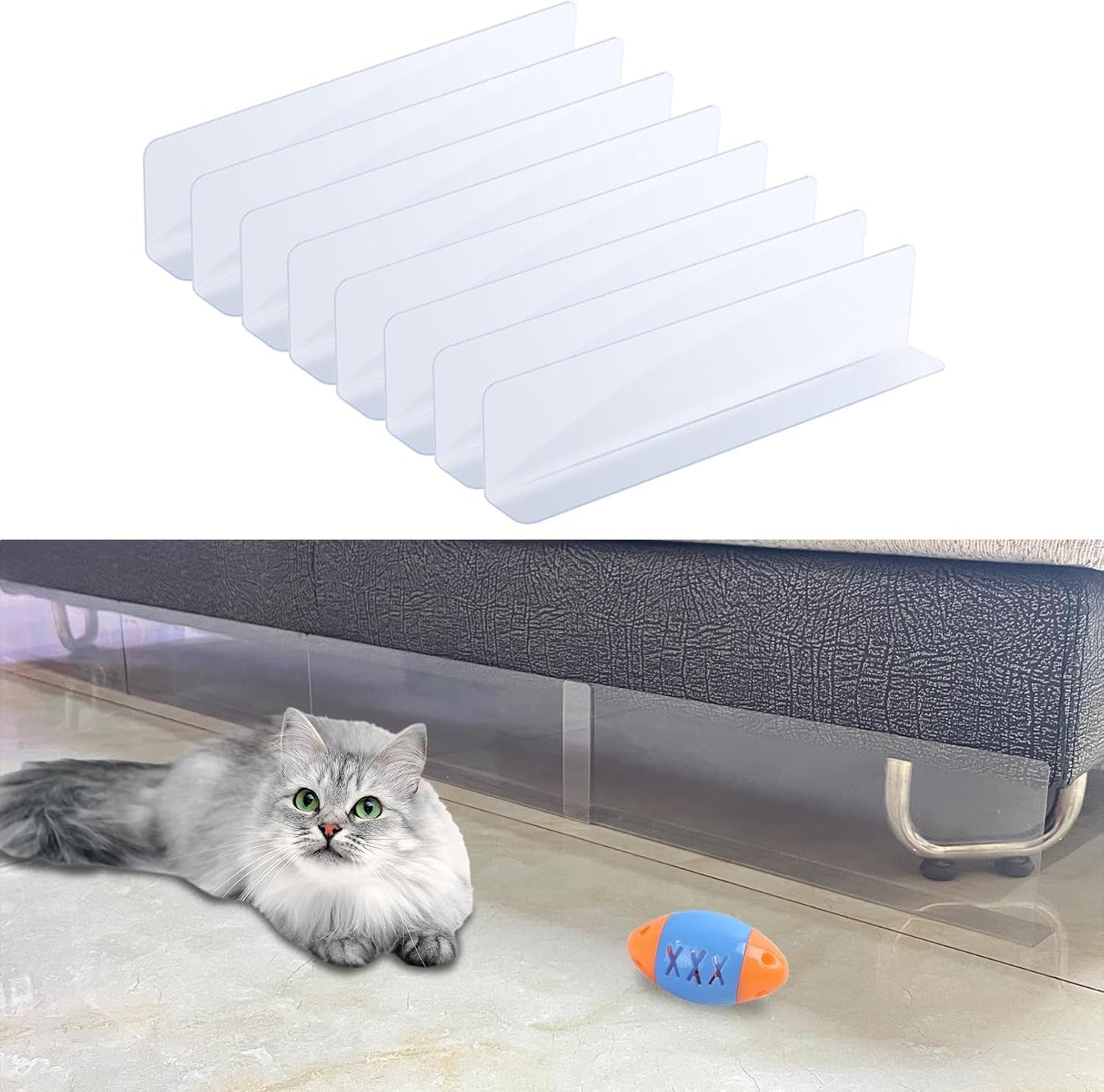 12 Pack under Couch Blocker for Pets,4.7" High Bed Dogs and Cats Barrier Blockers Acrylic Plastic Adjustable Clear Toy Blocker for Puppy Kitten Couch Sofa Bed and Other Furniture