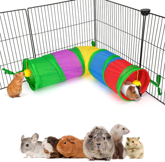 YUEPET Guinea Pig Corner Tunnel and Tube Collapsible Ferret Tunnel, Small Animal Corner Hideout for Guinea Pig Ferret Hamster Chinchilla Sugar Glider