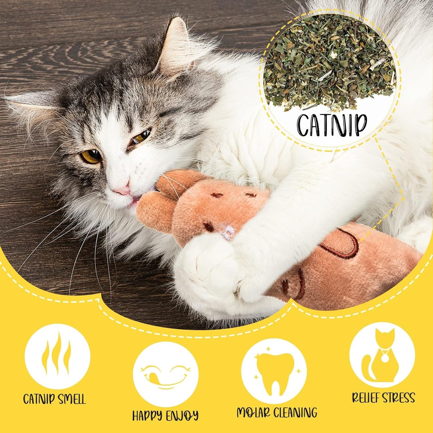 30 Pcs Catnip Toys for Indoor Cats Kitten Supplies Cute Cat Toys Interactive Catnip Filled Kitten Toys Plush Cat Chew Toy Kitty Toys Soft Kitten Teething Toys Pet Toy for Cat Dental Health, 30 Styles