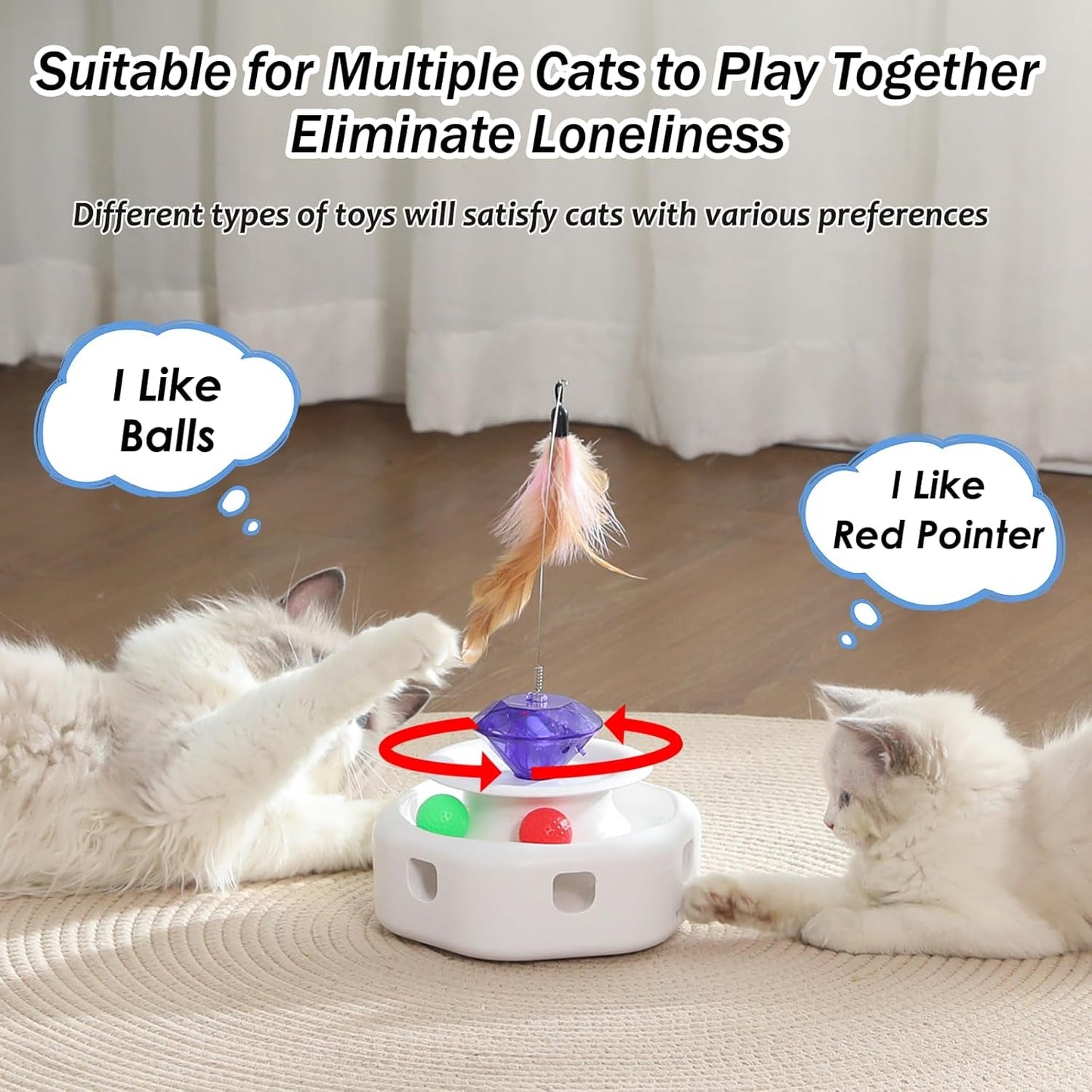 4 In1 Automatic Laser Cat Toy, Interactive Kitten Toy Cat Laser Pointer Toy, Fluttering Butterfly Electronic Cat Toy, Moving Ambush Feather, Track Balls, Cat Interactive Toys for Indoor Cats