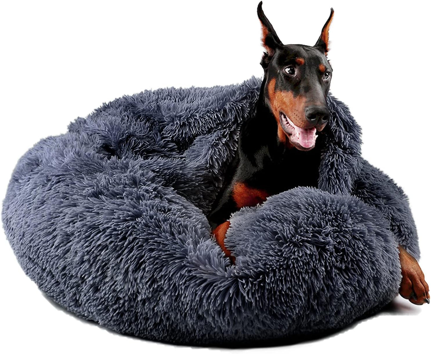 Dog Beds for Small Medium Dogs, Donut Dog Bed with Blanket Attached, Calming Dog Bed Washable (20"/26"/35")…