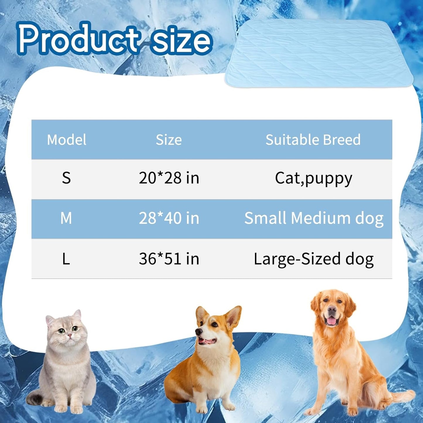 Dog Cooling Blanket - Lightweight & Washable Ice Silk Cotton Bed Blanket for Small Medium Large Dogs, Summer Sofa Pet Bed Cover Cooling Mat for Pets and Owner Sleep (Large 36"× 51")