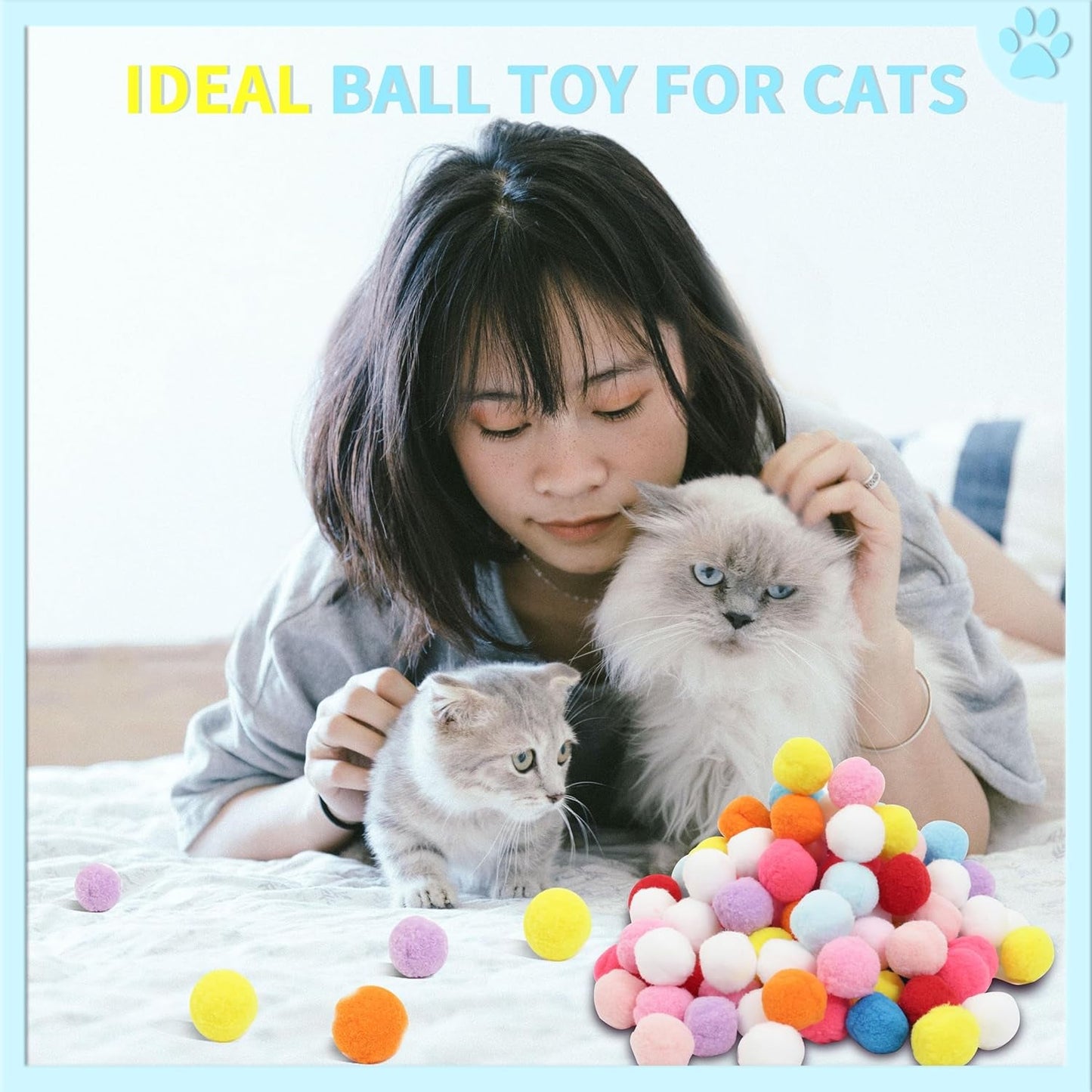 24 Pcs Colorful Pet Balls, Soft Plush Balls, Indoor Toy for Cat, Interactive Cat Toy.