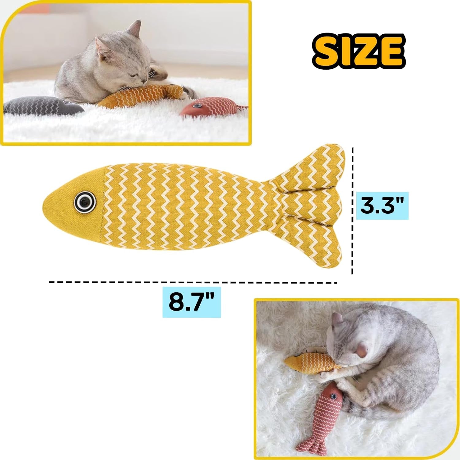 3Pcs Catnip Cat Toys Cute Catmint Kitten Toy Interactive Cartoon Crinkle Sound Toy Accessories for Indoor Cats Small Dogs