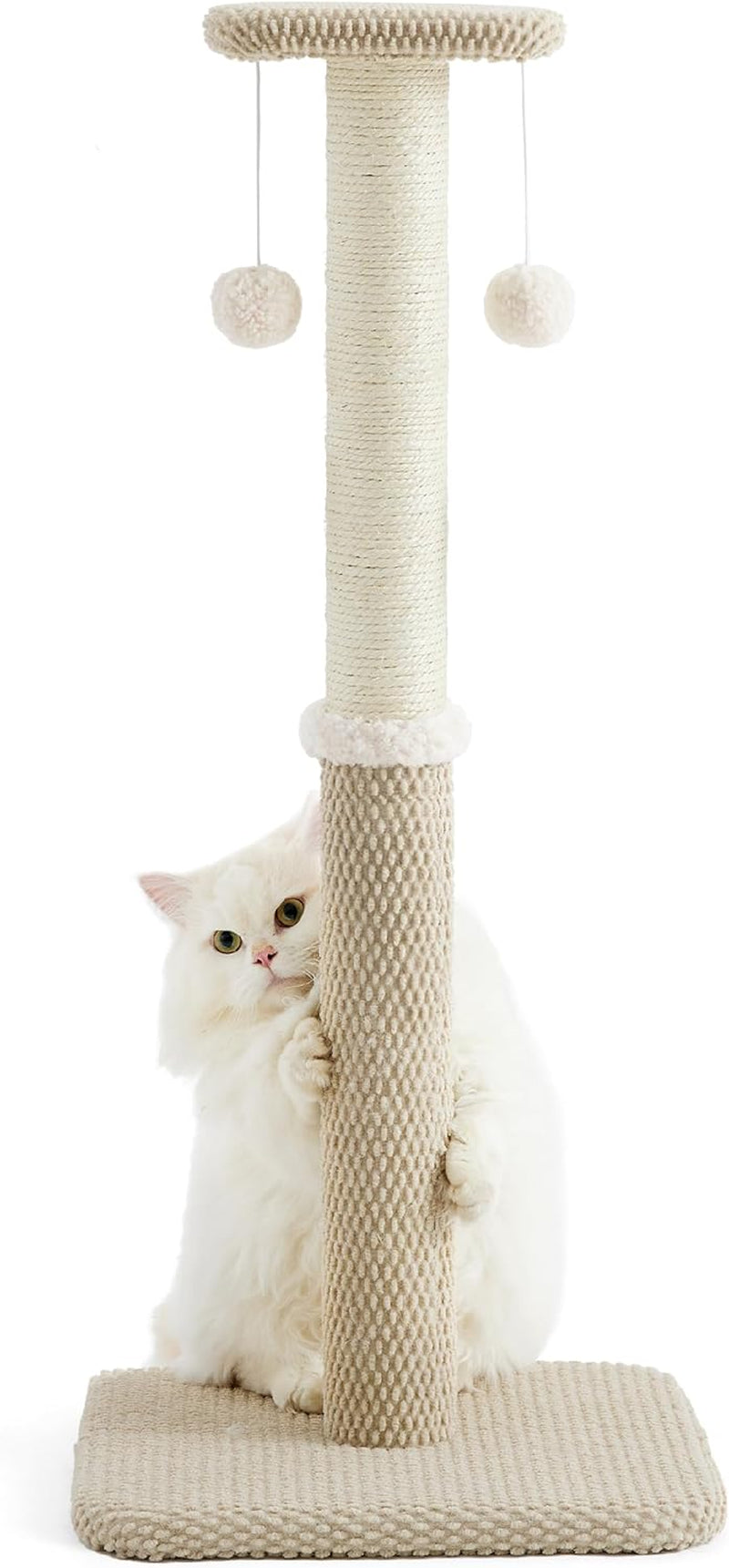 Lesure 34" Tall Cat Scratching Post - Highly Resistant Carpet Scratch Post, Premium Sisal Rope Scratch Posts Kitten and Adult Cats, Sturdy Large Scratch Pole with Hanging Ball, Grey