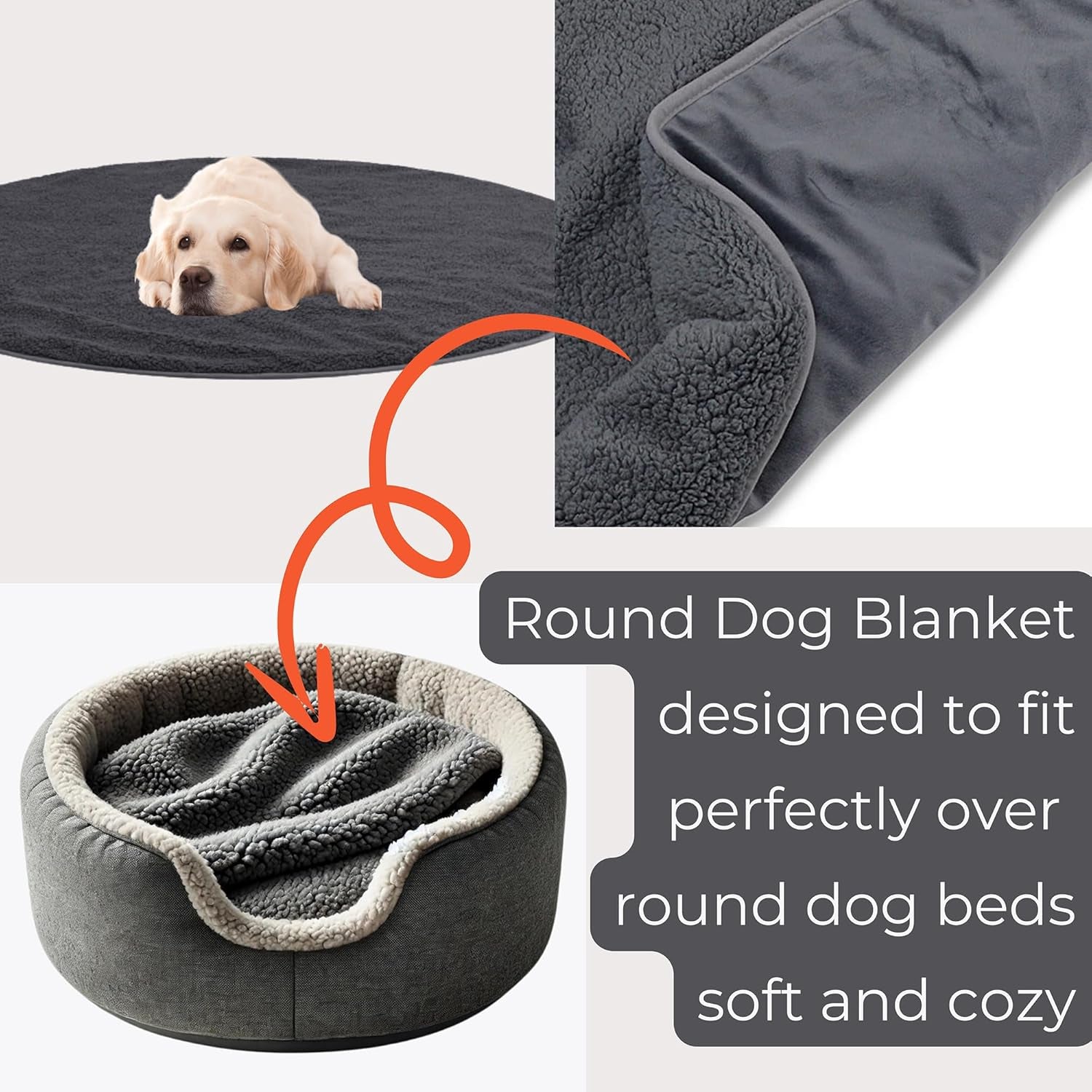 Dog Blankets for Large Dogs Washable - Waterproof Dog Blanket for Couch - Dog Blankets for Medium Dogs Washable - Pet Blankets for Dogs - Dog Bed Blanket Large Dog Blanket round 60 Inches