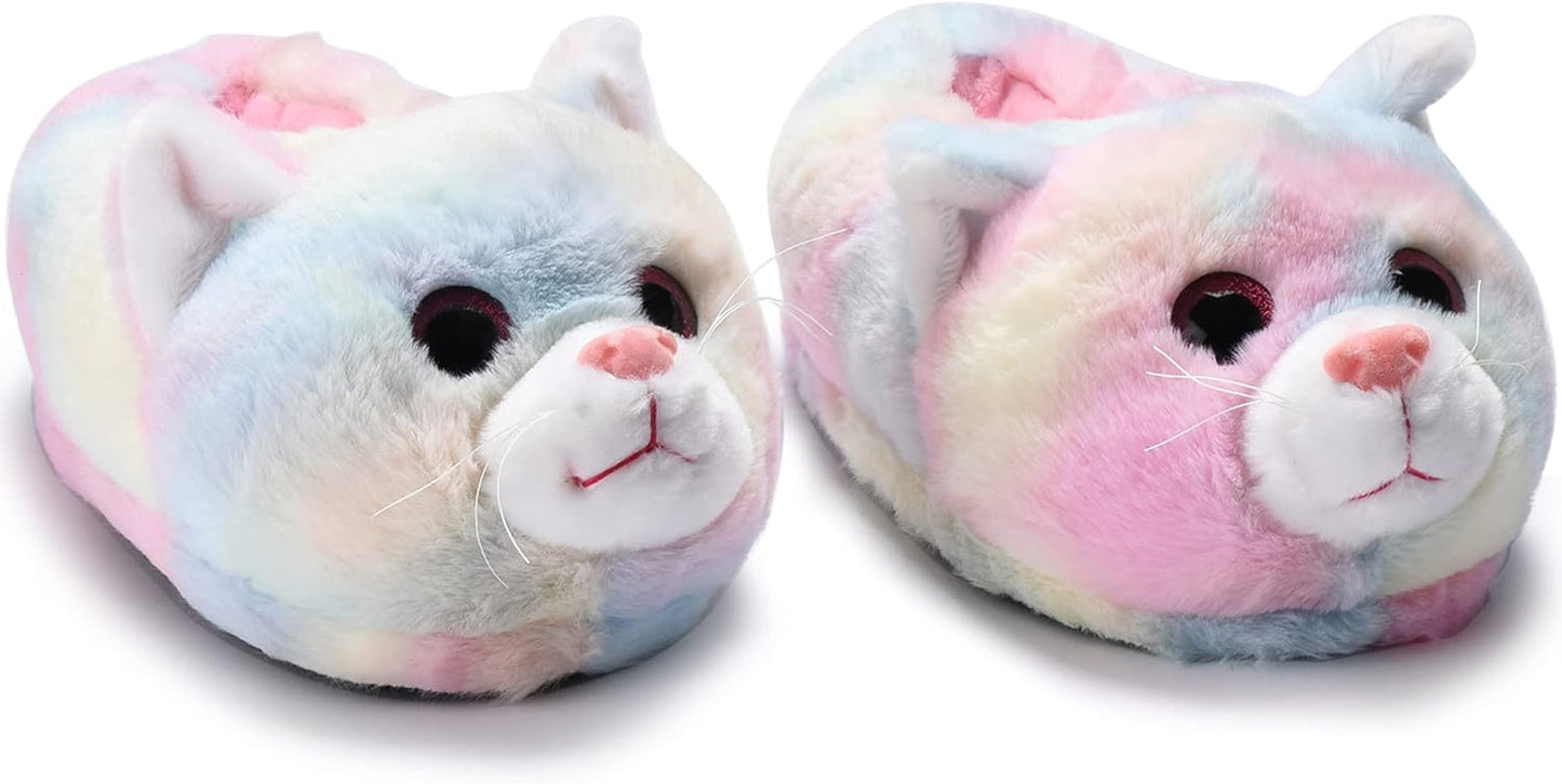 | Women & Girls Cat Slippers - Cute Kitty Slipper for Indoor Use - Animal Cat Face Design - Soft, Lightweight and Comfortable Wear - Purr-Fect Gift - Fits a Size 36-38 Comfortably