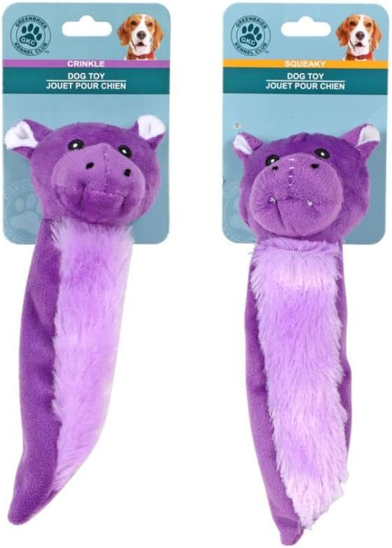 2-Pack - Super Cute Animal Dog Toy No Stuffing Plush (With Squeaker) 8 Inches - by Greenbrier Kennel Club - Randomly Assorted Colors