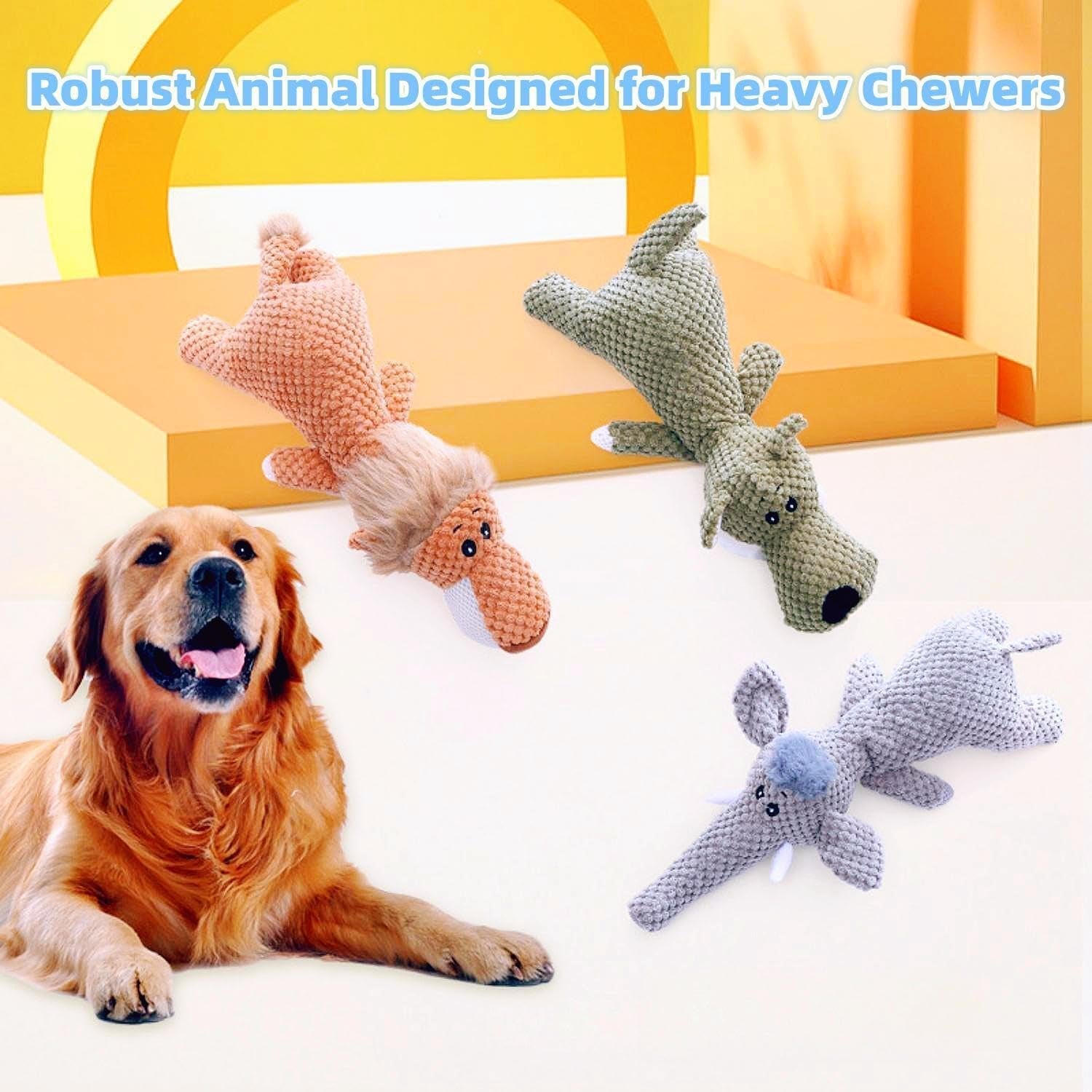 2024 New Robust Animal Designed for Heavy Chewers-【Large Size】-Indestructible Robust Dogs Toys, Durable Squeaky Dog Toys for Heavy Chewers, Plush Dog Toy, Interactive Dog Toys for Boredom (G-3PCS)