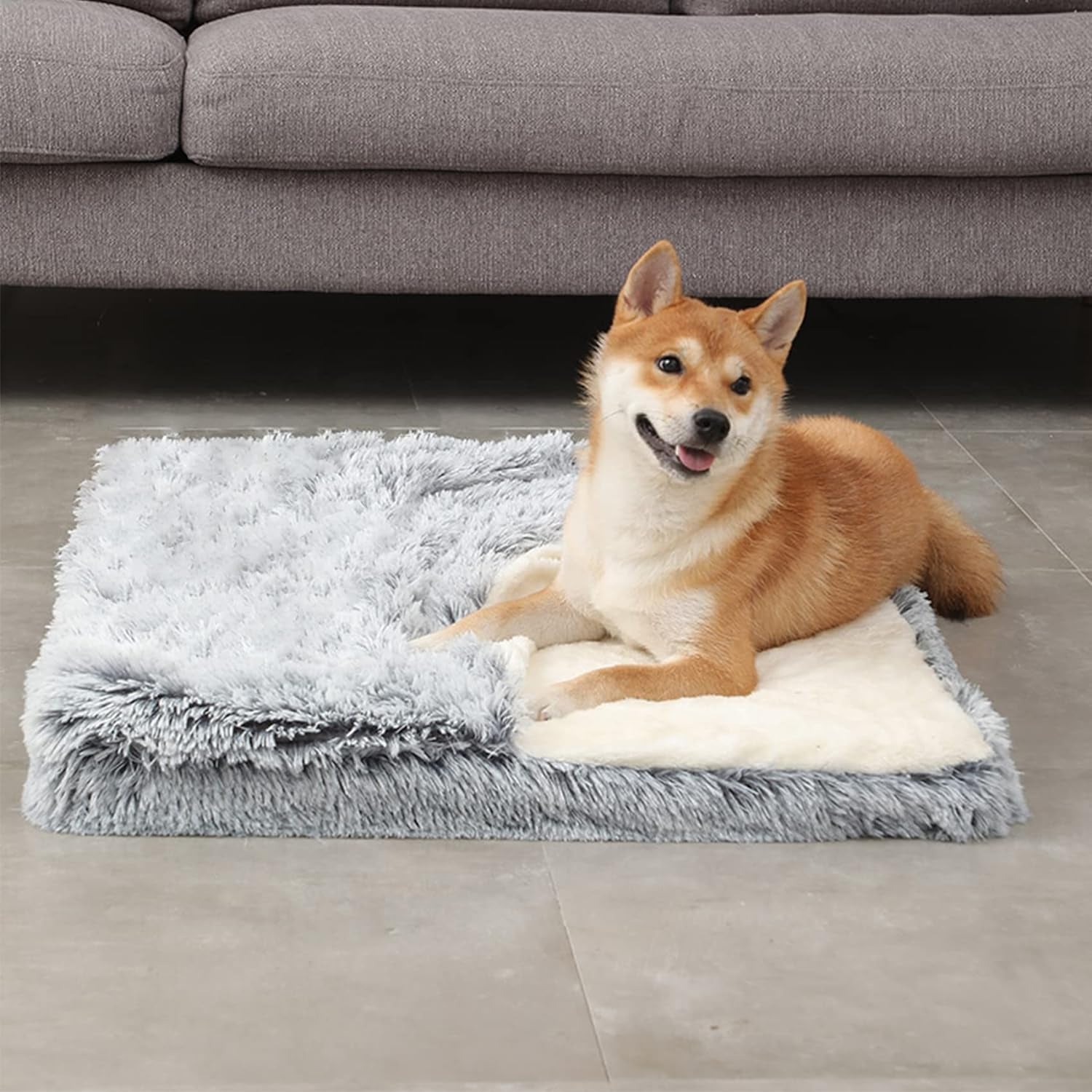 Dog Bed with Cover Cave, Orthopedic Dog Bed with Blanket, 33.5 * 27.6'' Rectangle Pet Crate Bed Cozy Cuddler Mat, Anti-Anxiety Memory Foam Calming Pad for Puppy Cat with Removable Washable Cover