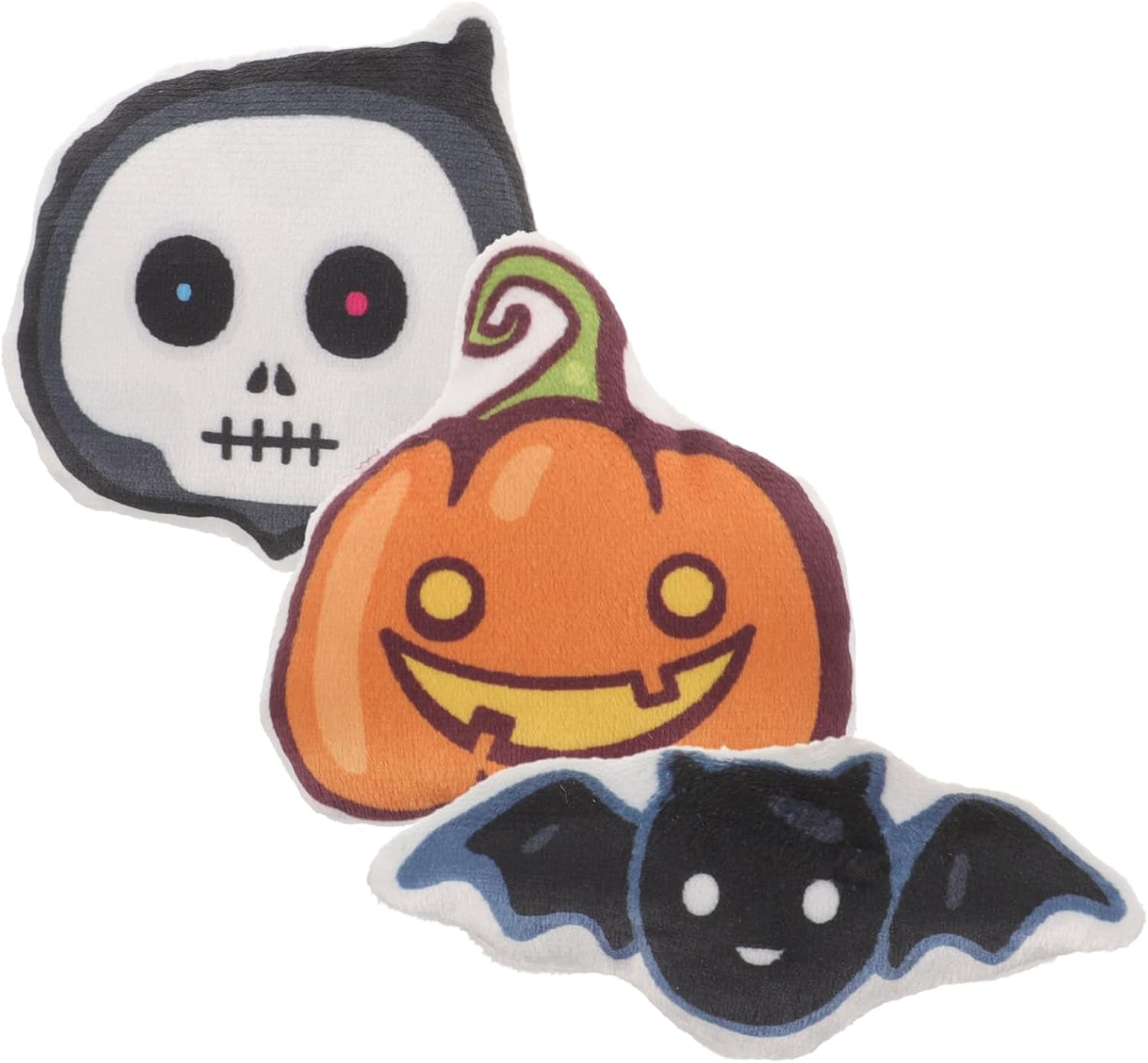 3Pcs Halloween Cat Catnip Toys Skull Pumpkin Bat Shaped Interactive Toys Plush Cat Teething Toys for Indoor Outdoor Cat Play