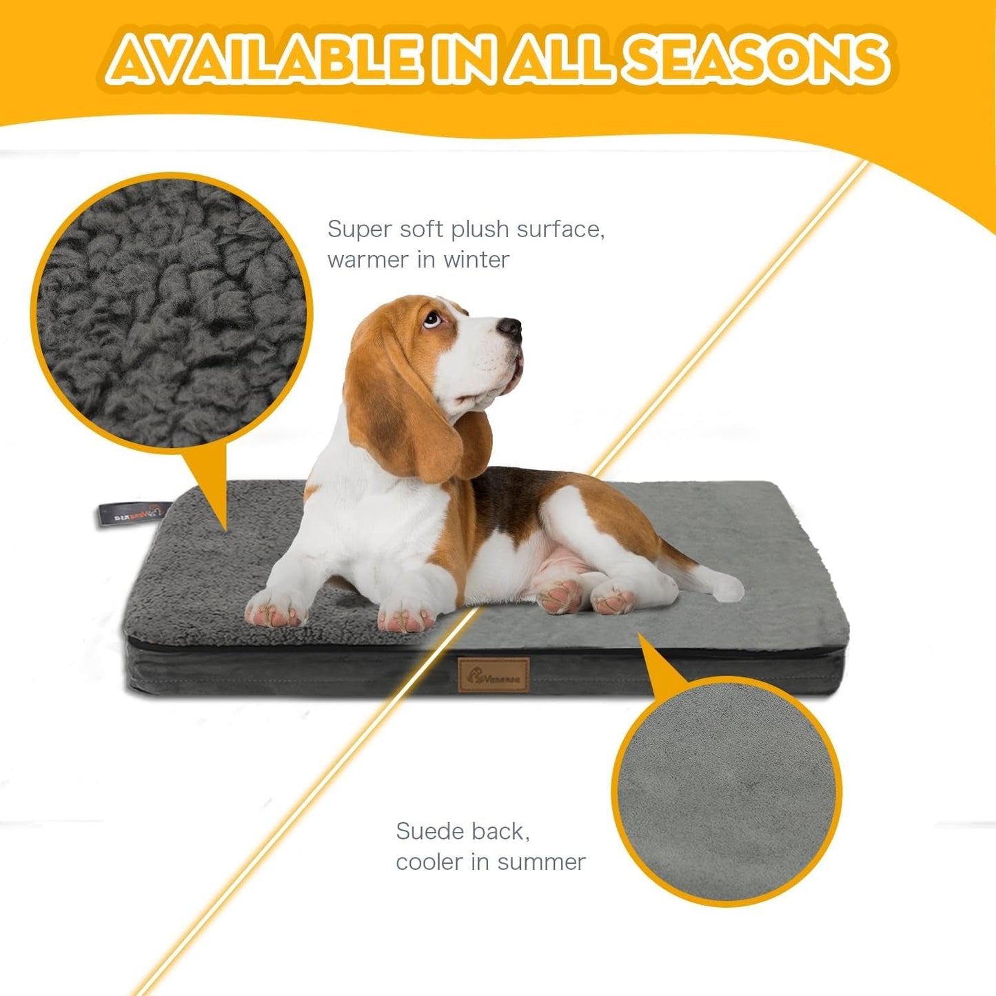 Dog Beds for Small Dogs,Large,Medium,High Elastic Memory Foam Dog Bed Available All Year Round,Dog Crate Mat with Waterproof Removable Machine Washable Cover,Dog Crate Pad with Non Slip