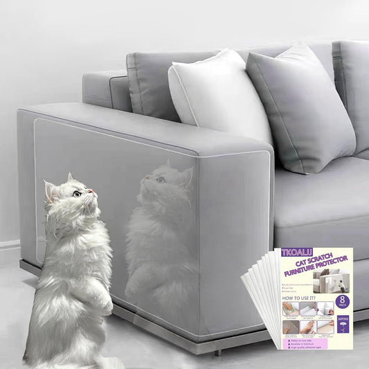 Furniture Cat Scratch Protector - 12 Pcs Clear Self-Adhesive Cat Couch Protectors, Furniture Protectors from Cat Scratching, Couch Corner Protectors for Cats (With 52 Twist Pins)