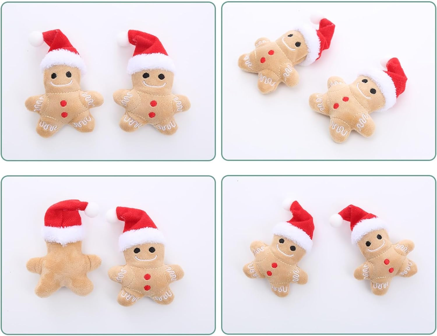 4 Packs Catnip Toys Interactive Toy Costume Plush Christmas Gingerbread Man Cat Toys