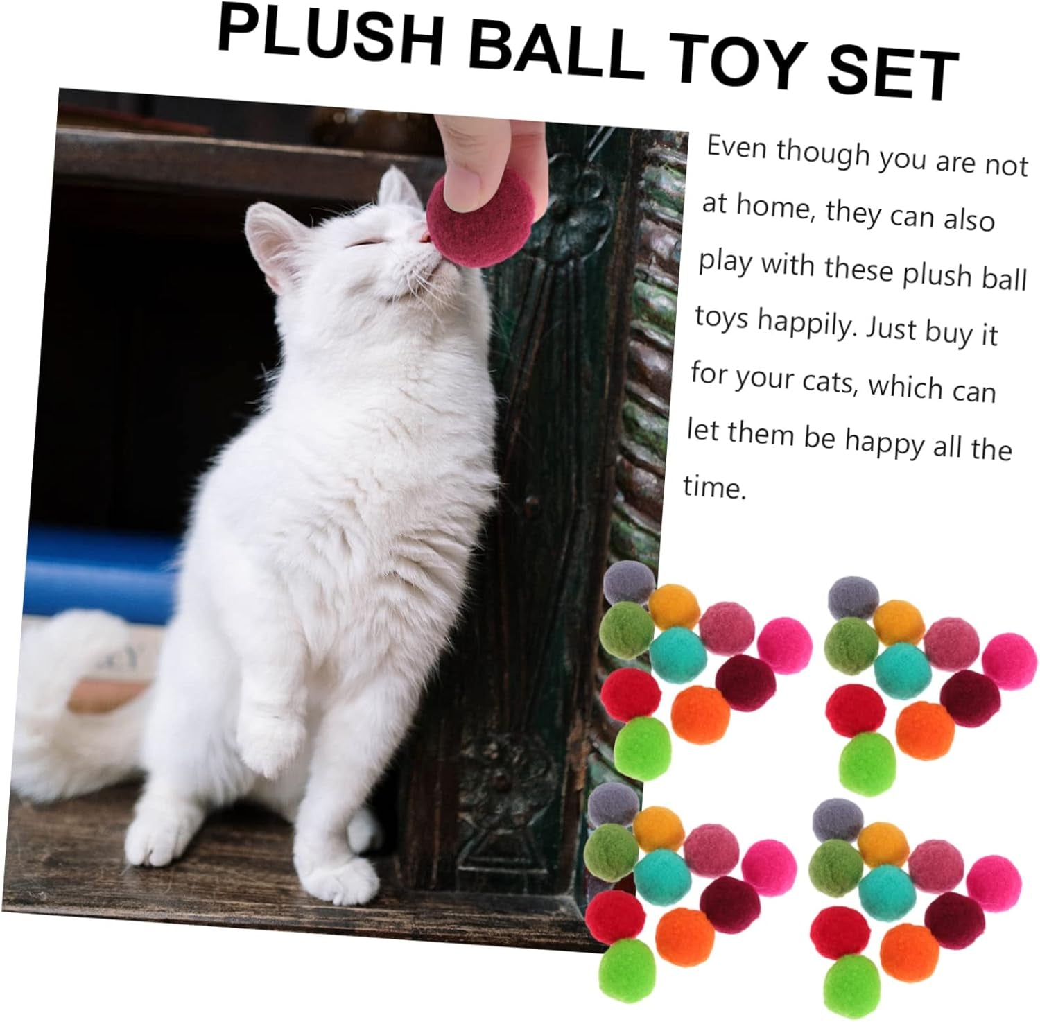 100Pcs Cat Toy Ball Cat Bouncing Balls Tiny Dog Toys Fluffy Cotton Balls Toys for Small Dogs Cat Treat Catnip Toy Cat Turntable Toy Fuzzy Balls for Cats Bouncy Ball Kitten Plush