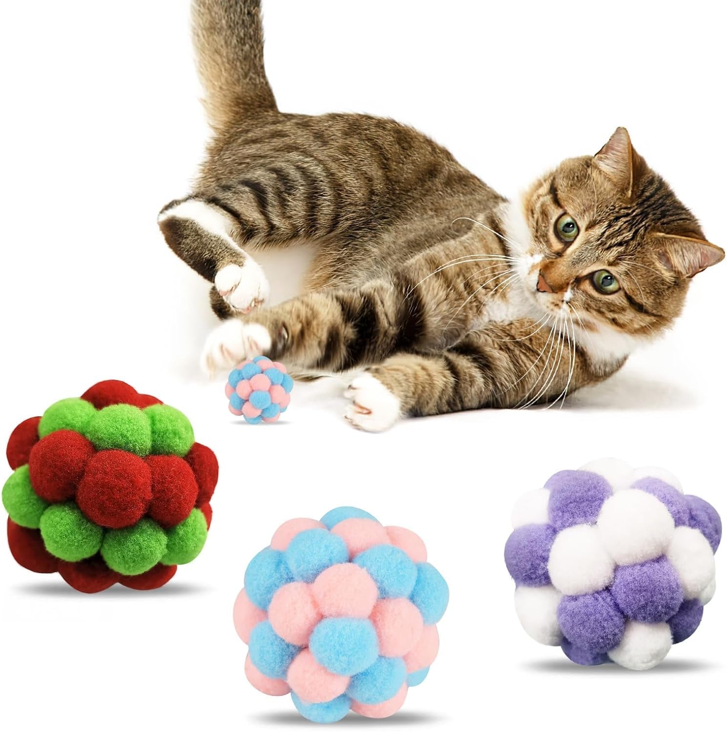 3 Pcs Ball Toy, Edible Cat Ball Double Ball for Cats Toy Rotatable Interactive Cat Kitten Toys of Indoor Cats for Soothe the Mood (W15)