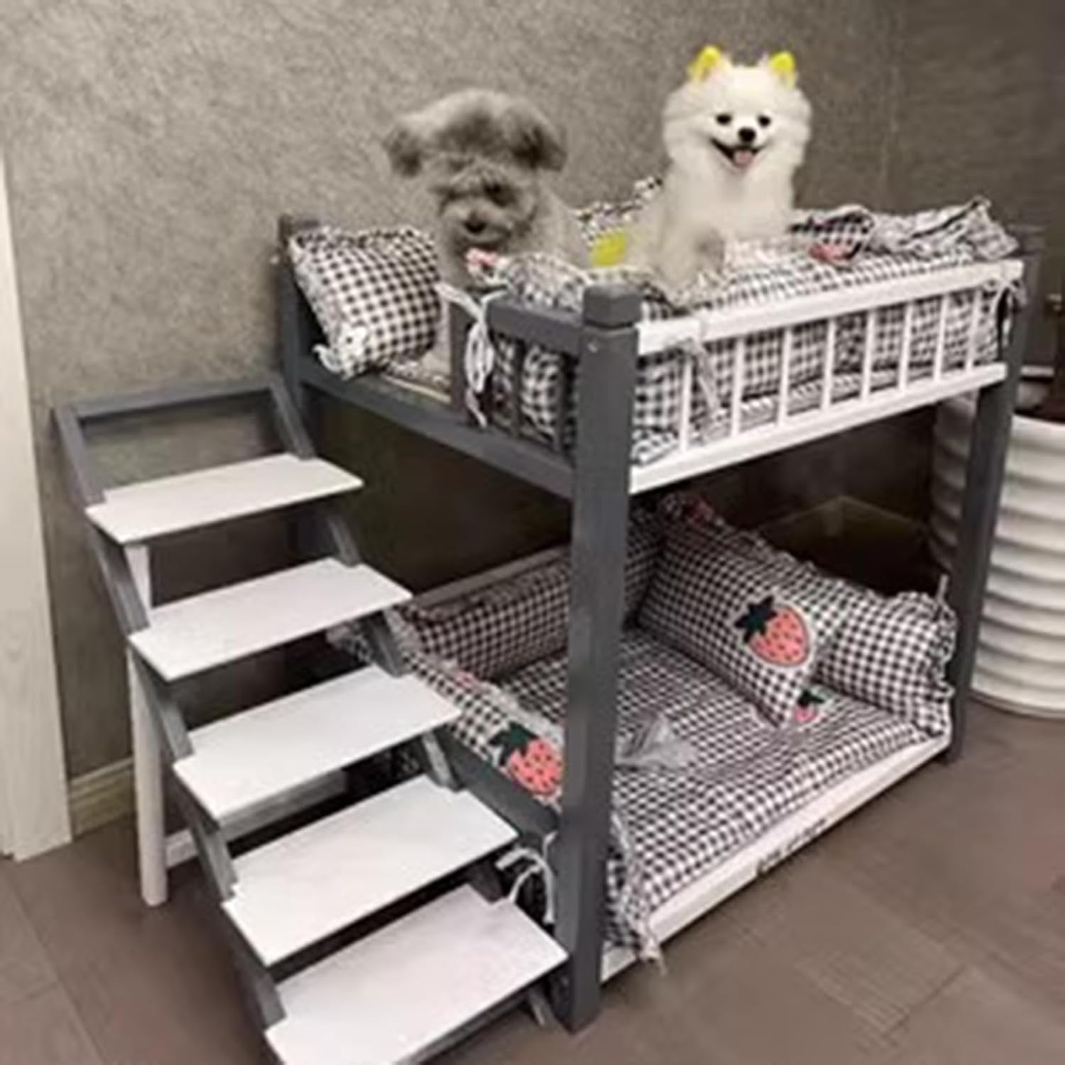 2-Layer Dog Bunk Bed Small, Solid Wood Dog Bed Double Layer Pet Bed,Removable Double Layer Pet Bed with Stairs,For Small and Medium-Sized Dogs and Cats Elevated Pet Sofa