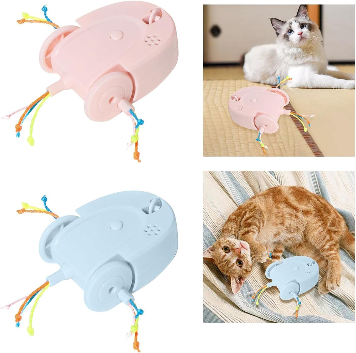 2Pieces Electric Cat Toys Interactive Puzzle Exercise Needs Smart Teasing Mice Toy Feather Moving Toys Pet Supplies