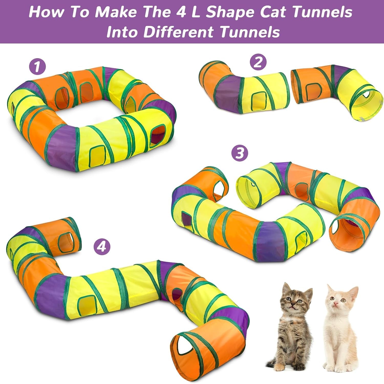 25 Pcs Cat Toys Set,Kitten Toys for Indoor Cats,Collapsible Cat Tunnel Tubes Interactive Feather Teaser Wand Toy for Kitten Cats Springs Mouse Crinkle Toys Rainbow Football Cat Ball with Bell Toy