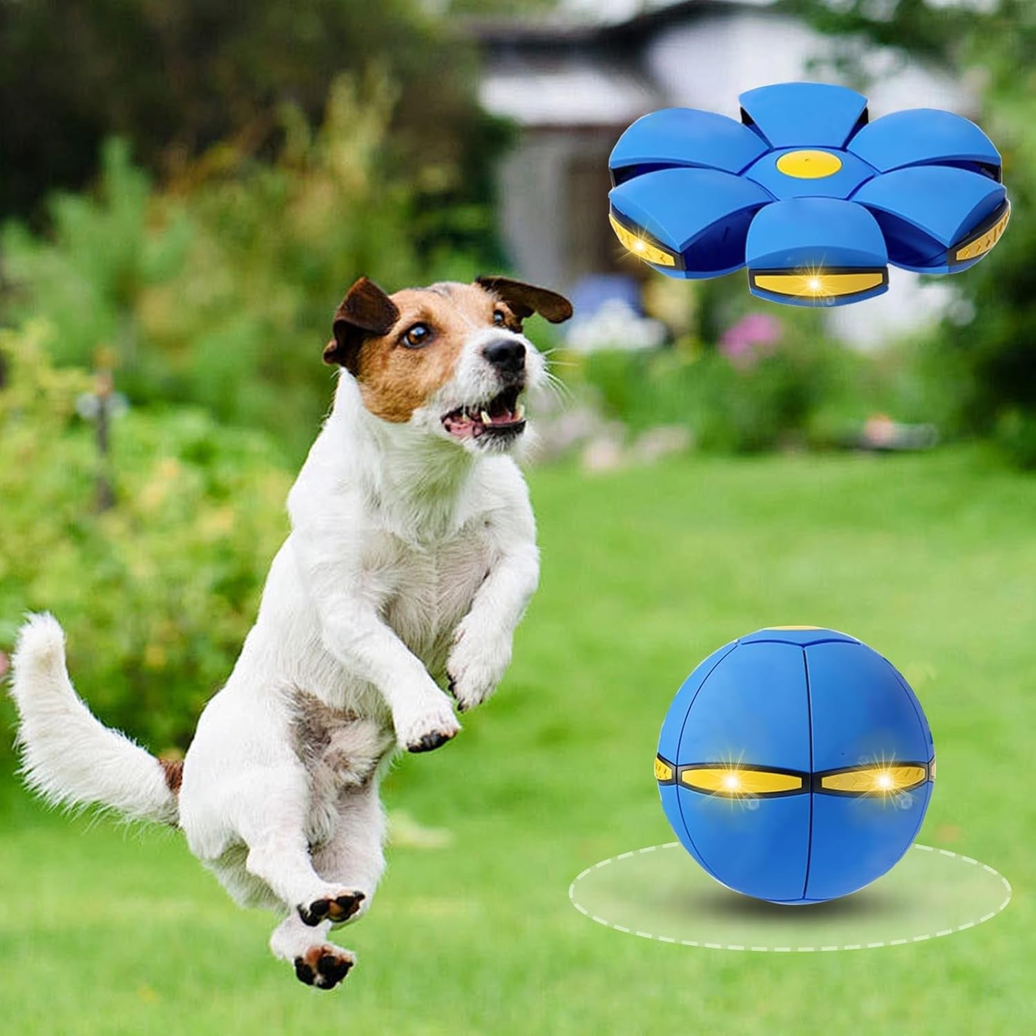 2PCS Dog Flying Disc Toy, Pet Toy Flying Saucer Ball with 3 Light for Dogs, Flying Saucer Ball Dog Toy Outdoor Toy Doggy Disc Ball, Outdoor Games