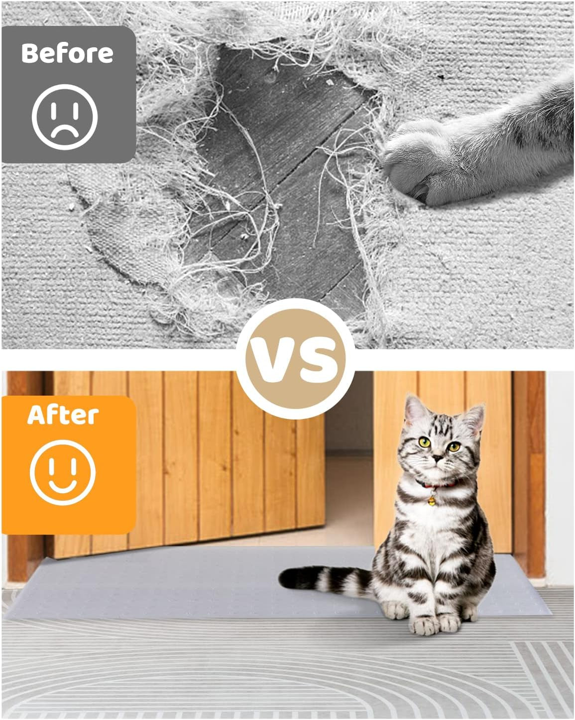 3.3Ft Cat Carpet Protector for Doorway, under Door Carpet Protector Prevent Carpets Rugs from Scratching Tearing at Doorway