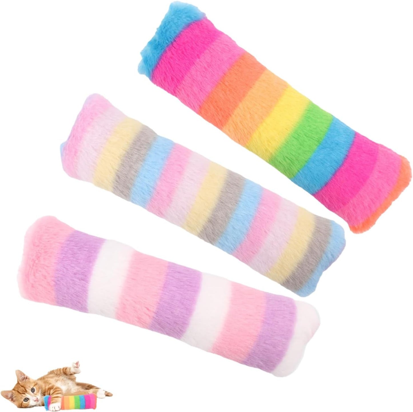 3 Pack Cat Pillows Toys, Soft Catnip Toy, Cat Chew Toy Exercise Kicker for Indoor Cats Kittens Kitty (Multicolor)