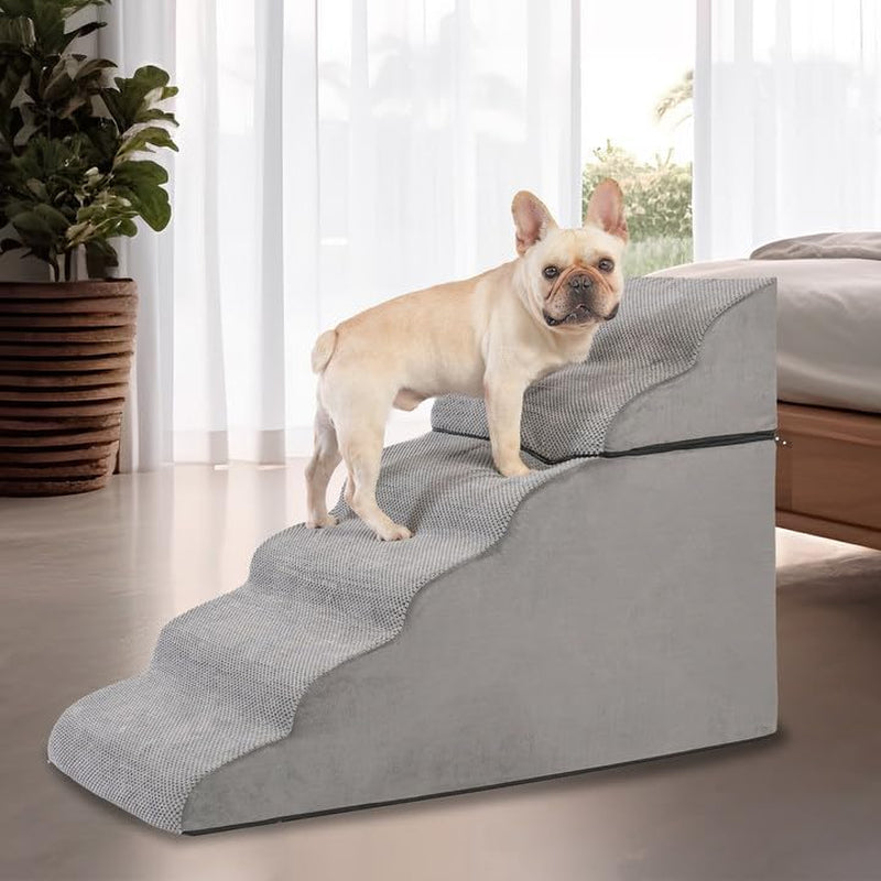 28 Inch High Dog Stairs & Steps for High Bed, Extra Wide 6 Tier Pet Stairs, Dog Couch/Ramps for Small Dogs, Injured Pets or Older Dogs to Get on Bed, Pet Steps with Handle and Washable Cover