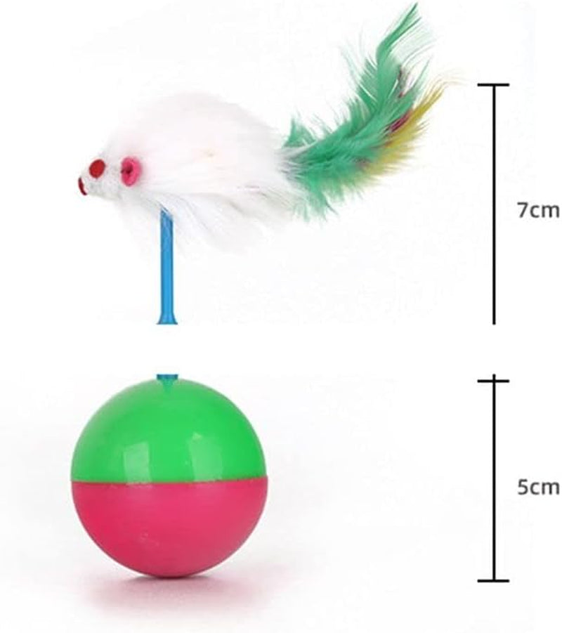 2Pcs Tease Cat Tumbler Mice Toys,False Feather Mice Ball Toys Kitten Pet Dog(Mix)