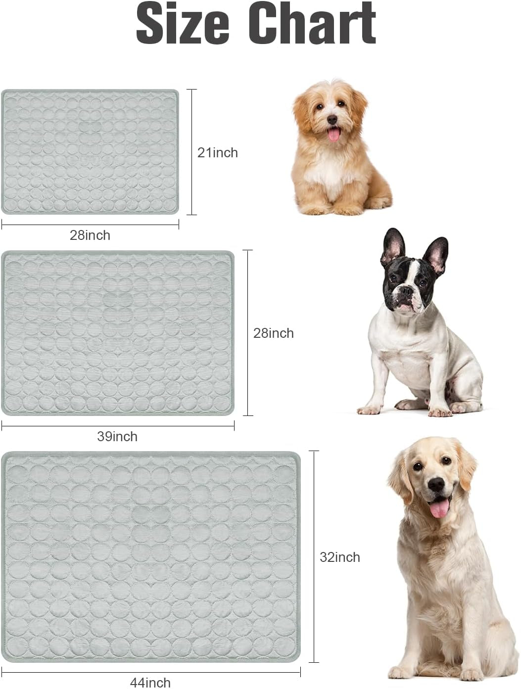 Dog Cooling Mat, Self-Cooling Ice Silk Cooling Mat for Dogs, Washable Portable & No Gel Pet Soft Pad | Grey,S