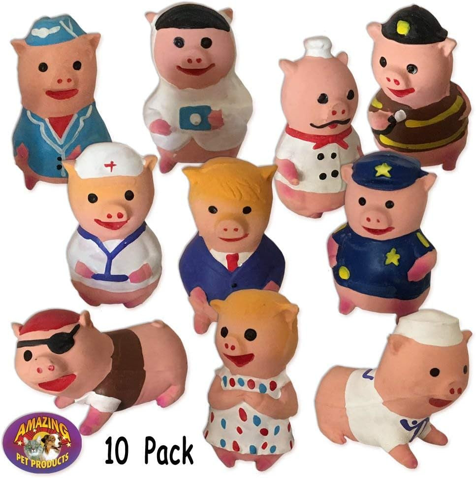 10 Pack of Little Piggies Latex Squeak Toys 10 From