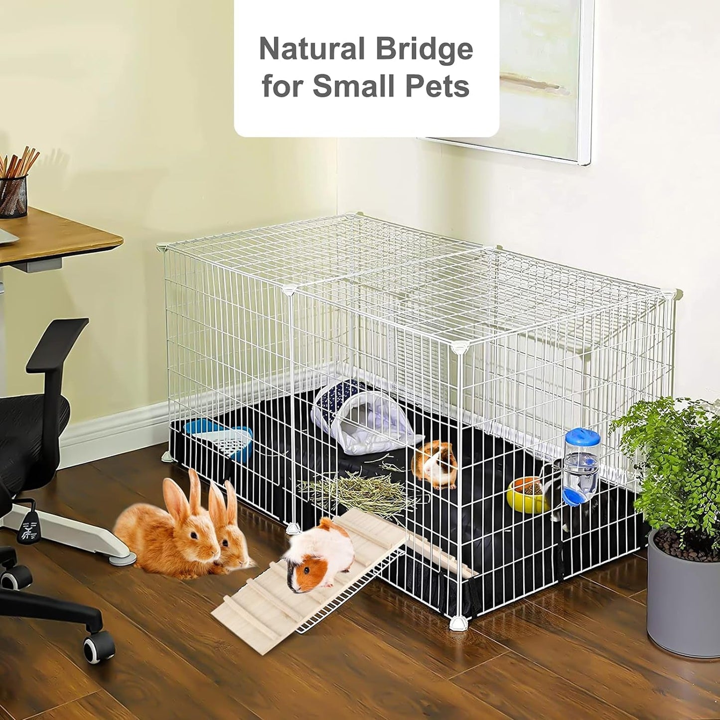 YUEPET Small Animal Wooden Cage Bridge Guinea Pig Habitat Ramp over Nature Climbing Ladder Toy for Rabbit Hamster Bunny Ferret Squirrel Hedgehog Chinchilla Rat Gerbils Mouse