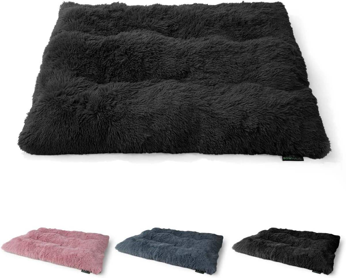 35/43 Inch Deluxe Plush Crate Pet Bed, Shaggy Pillow Dog Bed, with Anti-Slip Bottom, Washable, Anti-Anxiety Fluffy and Soft Kennel Pad for Small/Medium/Large Dogs in Pink, Dark Gray, Black