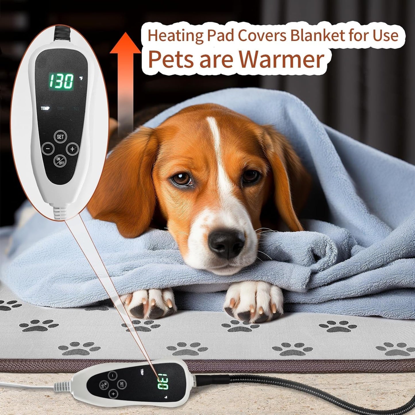 GOLOPET® Large Dog Heating Pad 34X21In Waterproof Pet Heating Pad for Dogs Smart Thermostat Switch, Whelping Supplies Heated Dog Bed,Adding Wire Rope Wires Puppy Heating Pad Mat-Whelping Box for Dogs