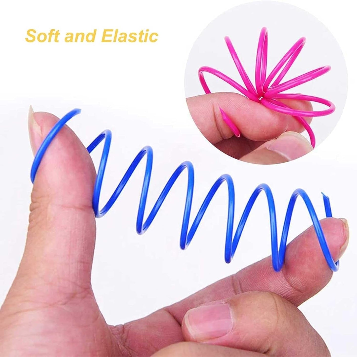 100 PCS Pet Wide Colorful Springs Cat Toys Plastic Coil Spiral Springs for Cat Pet Interactive Cat for Indoor Cats Durable Plastic Coil