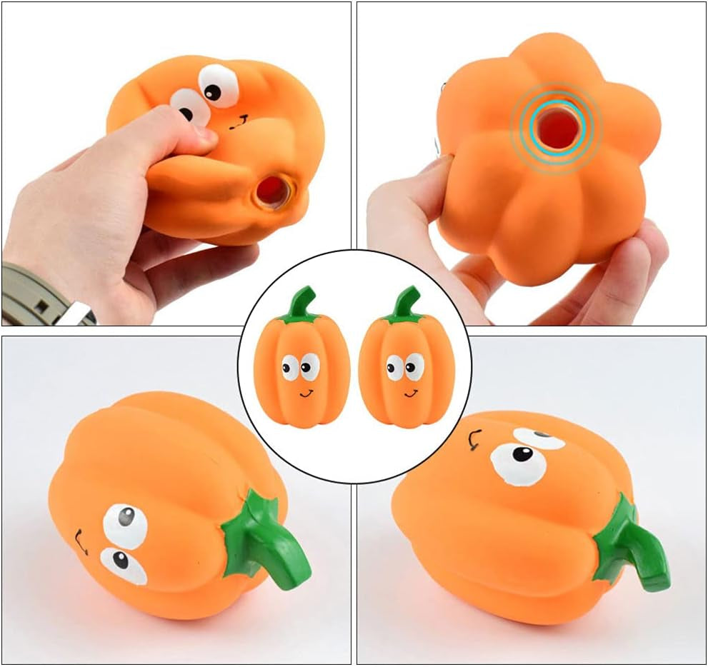 2Pcs Squeak Latex Dog Toys Pumpkin Shaped Dog Toys for Pet Training Toy Dof Toys Animal Puppy Interactive Play for Small Medium Dogs