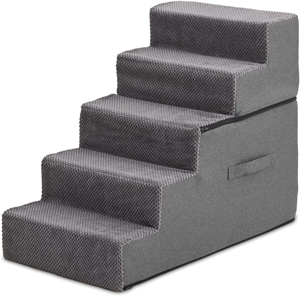 Dog Stairs for High Beds Dog Steps for Small Dog Sturdy and Stable 5 Step Pet Steps for Couch Easy to Assembly