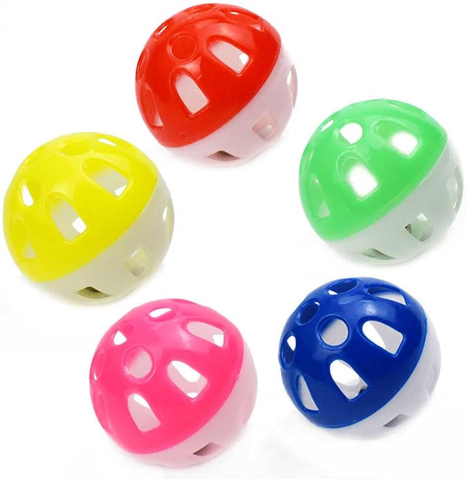 12PCS 4CM Cat Toy Ball with Bell, Pet Toy Cat Bell Ball Cat Toy with Bell Cat Jingle Balls for Cats Kitten, Plastic Cat Toys Jingle Balls Pounce Chase Rattle Ball Toys Random Color