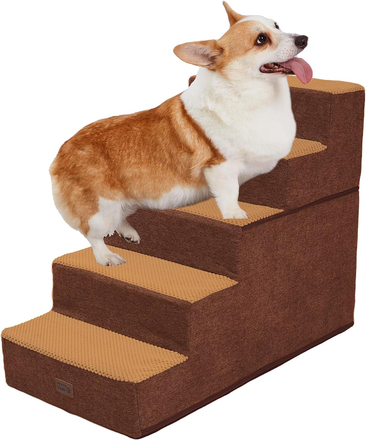 Dog Stairs for Small Dogs - Foam Pet Steps for High Beds and Couch, Non-Slip Folding Dog Steps Portable Pet Stairs for Large Dog and Cats,4 Step, Grey