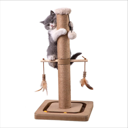 Generic MECOOL Cat Scratching Post Tall Kitten Posts Tree Premium Scratcher Natural Jute Ropes Tracking Interactive Heavy Base Cat Scratch Deterrent Indoor Cats (Beige) (Medium-23), 23 Inch (Pack 1)