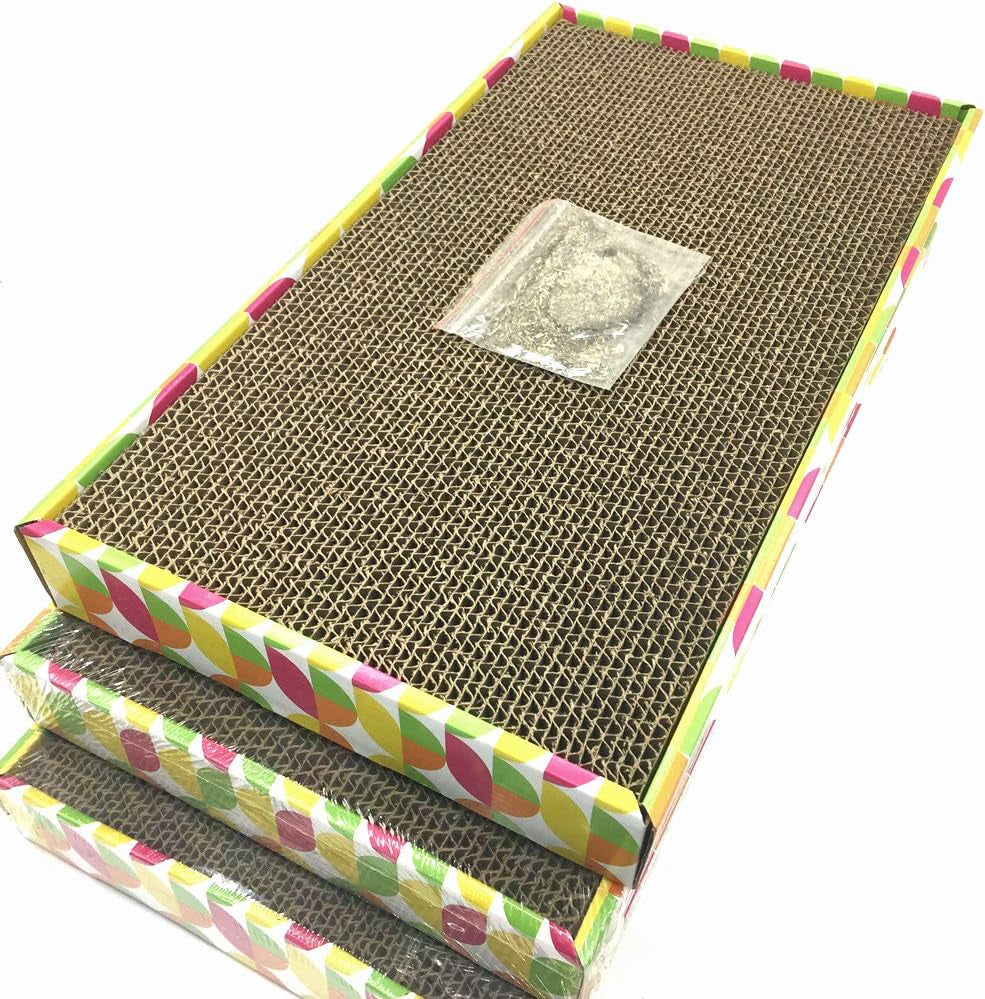 Irispets Cat Scratcher Cardboard, Cat Wide Scratching Pad, Cat Scratcher Toys, Catnip Included, 3 Pack Scratcher Cardboard