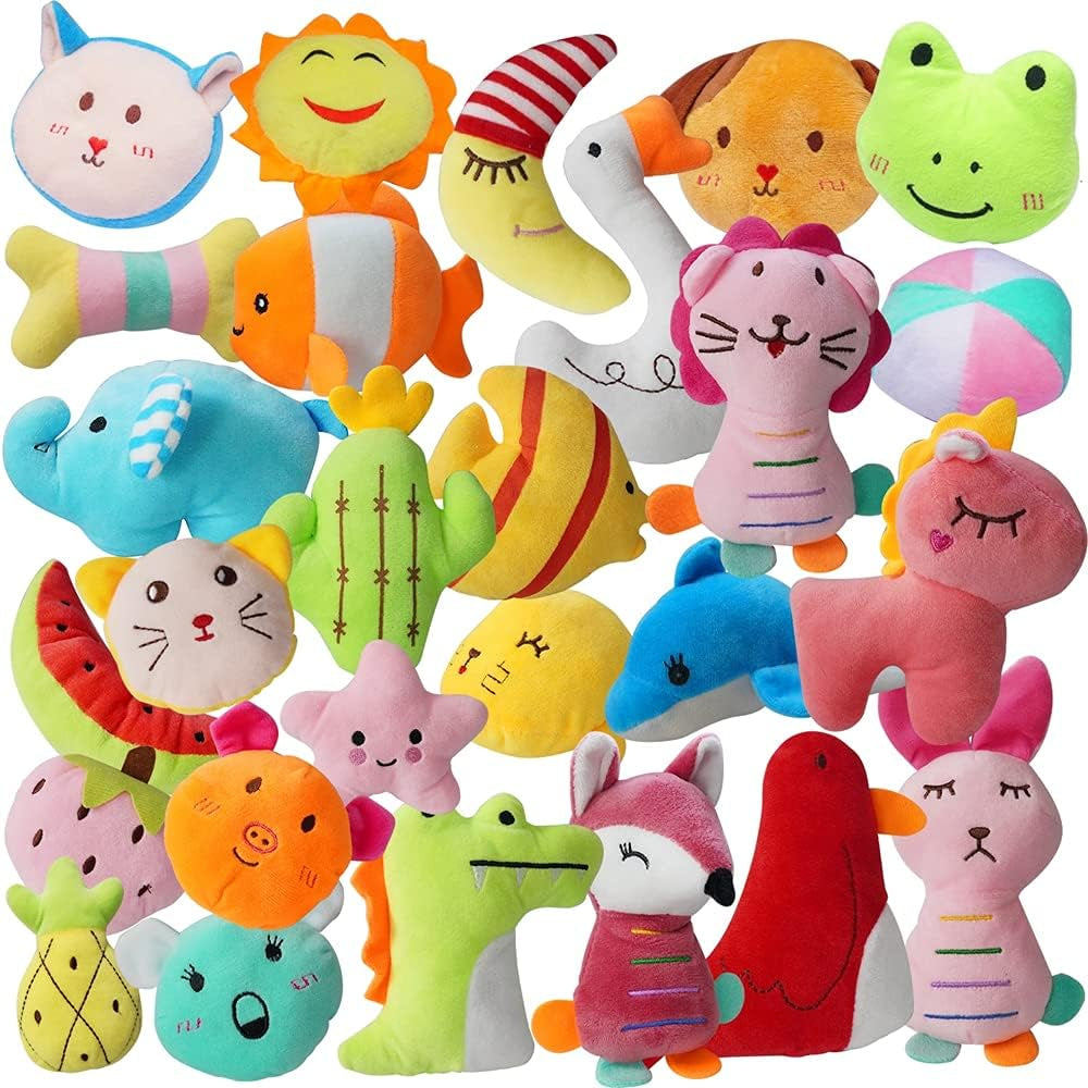 27 Pack Puppy Squeaky Toy,Different Designs Squeakers Pet Toys,Cute Bulk Plush Dog Toys,Small Dog