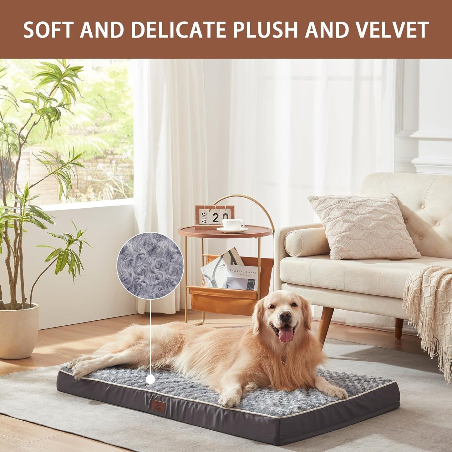 Dog Bed Medium Size Dog, Orthopedic Medium Dog Bed with Supportive Egg Crate Foam and Removable Waterproof Cover, Washable Pet Bed with Nonskid Bottom-30.0" L X 20.0" W X 3.0" Th