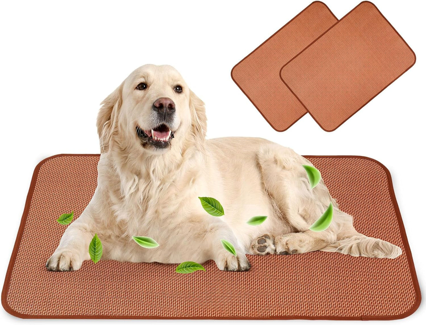 2 Pcs 39.4 X 27.6 Inch Bamboo Dog Cooling Mat Self Cool Pad Seats Summer Rattan Woven Pet Sleeping Rest Mats for Medium Sized Pets