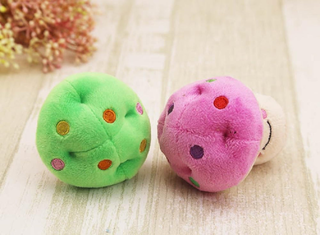 2PCS Mushroom Style Squeaky Plush Dog Toys - Small Breed Puppy Chew Toys - Chewing Toys for Dogs - Small Dog Plush Toys