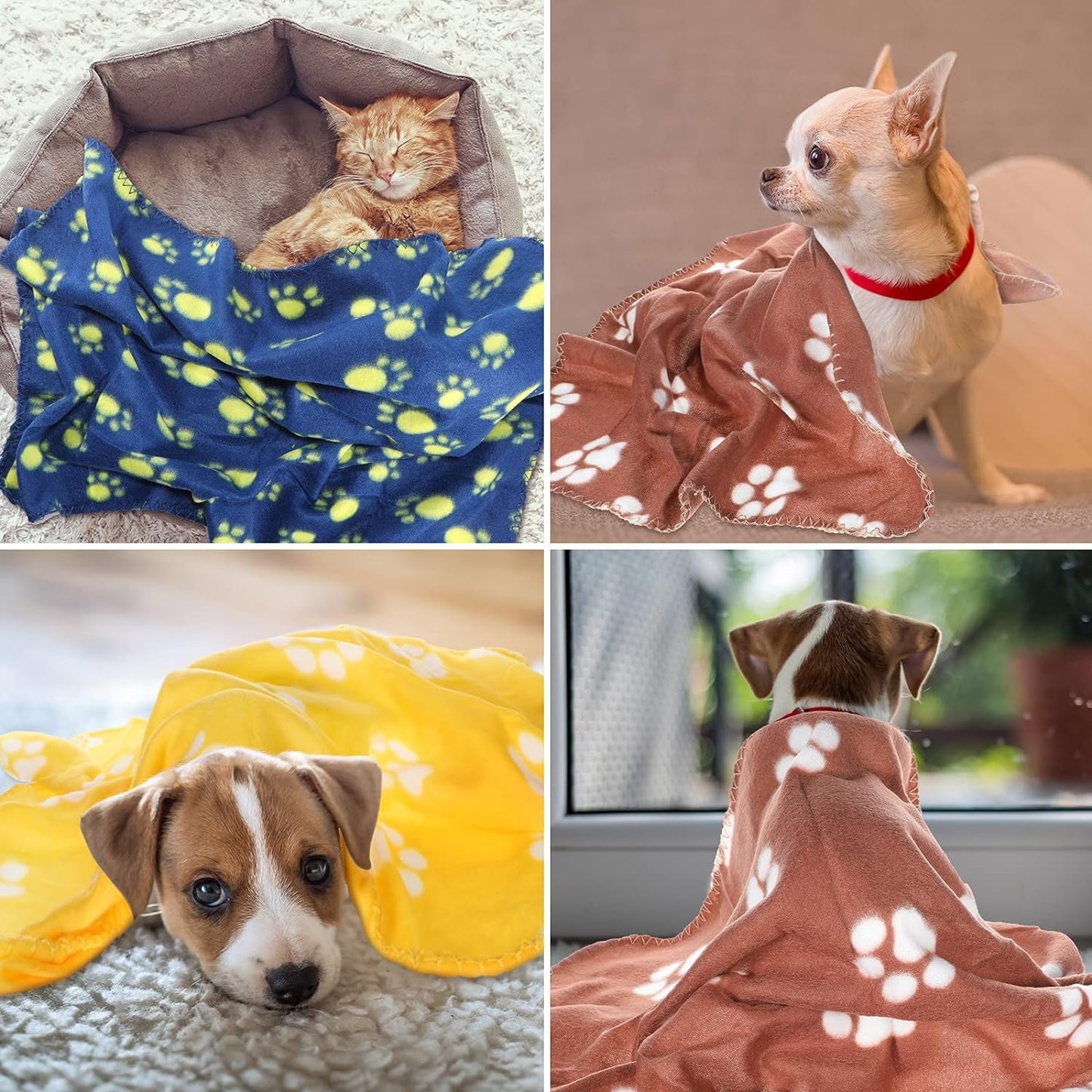 15 Pieces Puppy Kitten Blanket Cute Dog Cat Bed Blanket Pet Sleep Mat Pad Bed Cover Soft Printed Dog Sleep Blanket for Dog Cat Kitten Puppy Small Animals, 15 Colors (Paw Print Patterns)